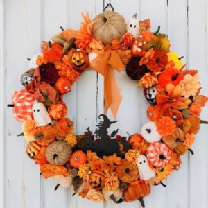 🎃 Couronne d’Halloween artisanale – Décoration automnale 50 cm 👻