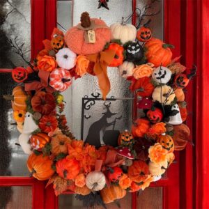 A.🎃 Couronne d’Halloween artisanale – Décoration automnale 50 cm 👻
