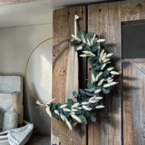 Couronne murale éternelle en eucalyptus & lagurus stabilisés