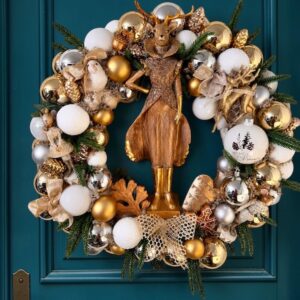 Couronne de Noël XL 55 cm – Reine des Cerfs, Forêt Enchantée