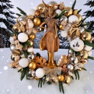 Couronne de Noël XL 55 cm – Reine des Cerfs, Forêt Enchantée