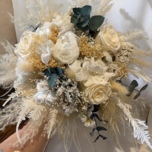 Bouquet de mariée white pearl en fleurs stabilisées