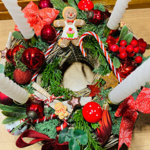 Couronne de l’Avent en Branchage Naturel – Décoration de Noël 30cm