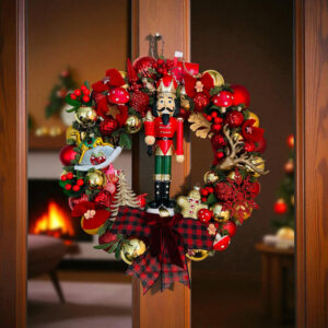 A. Couronne de Noël artisanale rouge et or