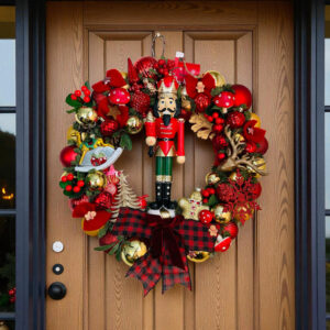 A. Couronne de Noël artisanale rouge et or