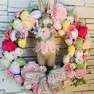 A. Couronne murale artisanale – Lapin vintage –shabby chic 55 cm
