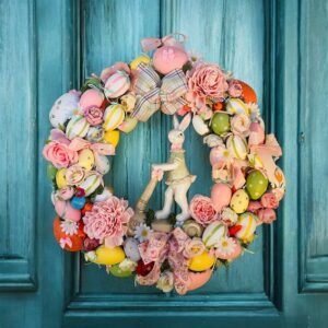 A. Couronne murale artisanale – Lapin vintage –shabby chic 55 cm