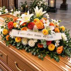 Dessus de cercueil en fleurs fraîches – Composition florale de deuil