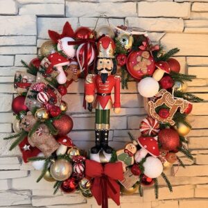 Couronne de Noel Gourmandise 50 cm Casse-Noisette et Pain d’épices