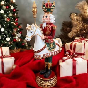 👑 Roi Casse-Noisette sur cheval 32cm – Décoration de Noël