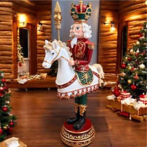 👑 Roi Casse-Noisette sur cheval 32cm – Décoration de Noël