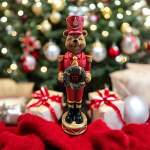 🧸 Casse-noisette Ours de Noël avec couronne 32cm