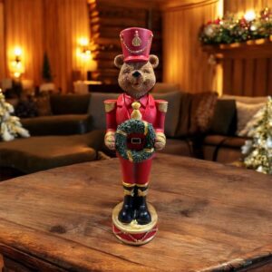 🧸 Casse-noisette Ours de Noël avec couronne 32cm