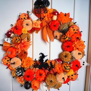 A.🎃 Couronne d’Halloween sorciere – Décoration automnale 50 cm 👻 (Copie)