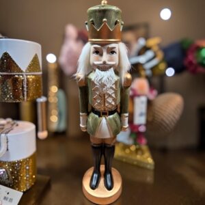 Casse-noisette Roi vert et doré 30 cm | Déco Noël